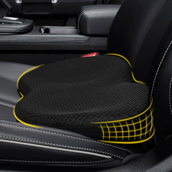 Wedge Car Seat Cushion: Memory Foam Truck Seat Cushion for Car Seat Driver - Sciatica and Back Pain Relief - Enhancing Driving Comfort -Black