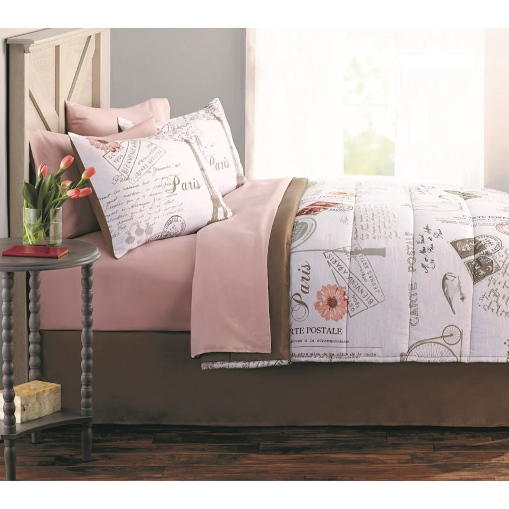 Mainstays Paris 8 piece Bed in a Bag Bedding Set, Full