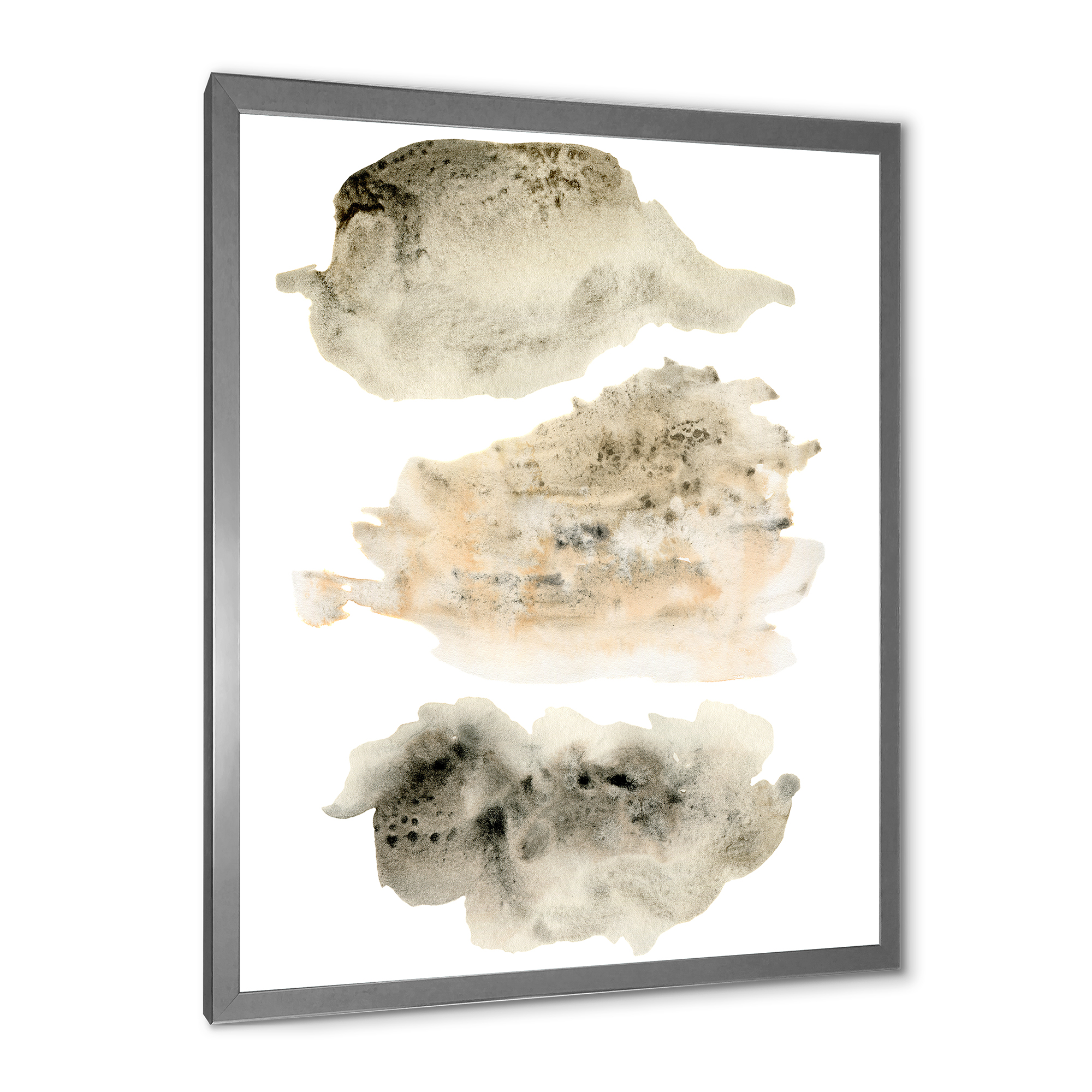 Designart 'Golden Beige and Grey Clouds I' Modern Framed Art Print