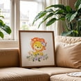 thumbnail image 3 of Lion, Safari Animals, Jungle Animals, Purple Flowers, Gender Neutral Nursery - Illustration Animal Watercolor Floral Whimsical Flowers Unframed Wall Art Print 20 x 20 inches, 3 of 9