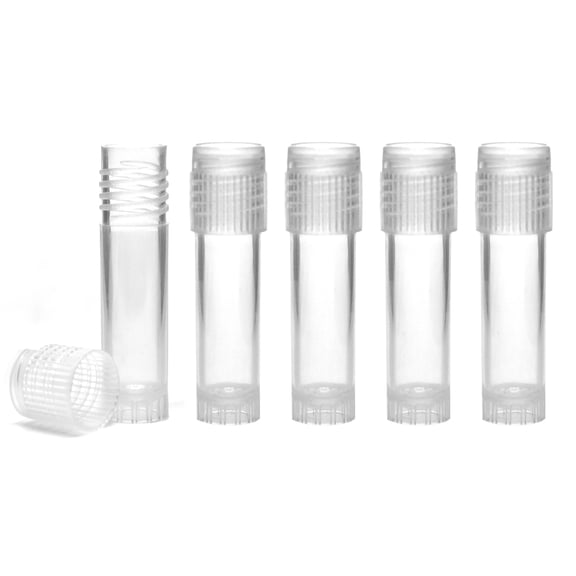 2mL Plastic Storage Vials, 500/PK - Polypropylene - Screw Top - Eisco Labs