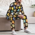 thumbnail image 7 of Yiaed Cartoon Bird Owl Print Men’s Pajamas Set - Long Sleeve Button Down Sleep Shirt and Pajama Bottoms Sleepwear Set Mens Pjs Sets Men's Pajama Bottoms-Large, 7 of 7