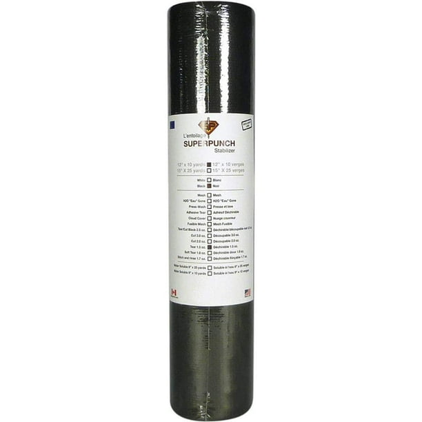 Tear Away Stabilizer Black 1.5 oz 12 inch x 10 Yard Roll. SuperStable