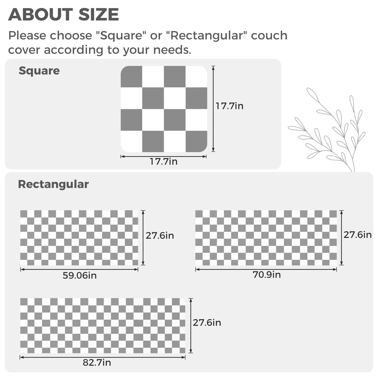 ANMINY Thick Fuzzy Checkered Couch Cover, Non-Slip Nordic Cream Sofa Protector Mat, Soft Flannel Furniture Cover