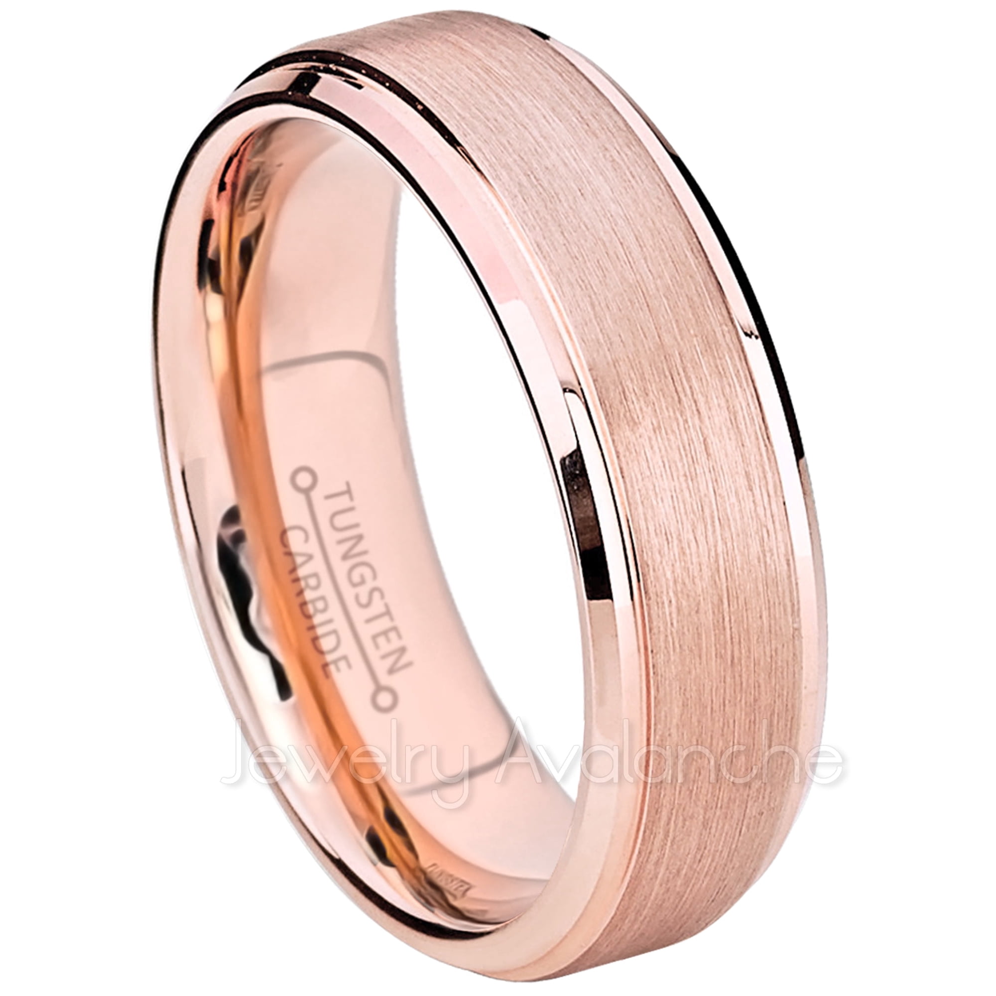 6mm Tungsten Ring - Brushed Finish Rose Gold Plated Comfort Fit Tungsten Carbide Ring - Tungsten Anniversary Ring - TN372s6