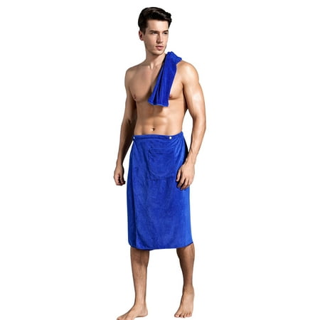 Outgeek Bath Wraps Mens Bath Wraps Towel Snap Closure Elastic Shower Wrap Spa Swimming Wrap with Towel for Home