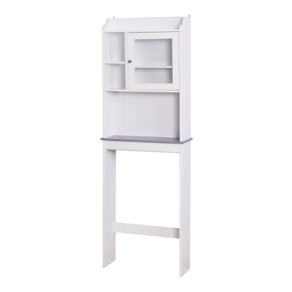 [ 2 Day Delivery] FCH Bathroom Shelf Over Toilet Storage Space Saver Bathroom Cabinet Organization Wood Storage Cabinet White Finish