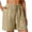 Khaki, variant on Women's Linen Shorts Solid Color Comfortable Elastic Wide Leg Casual Shorts Khaki