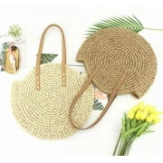 MEIHUIDA Fashion Women Round Circular Rattan Wicker Straw Woven Crossbody Beach Bag BasketGift