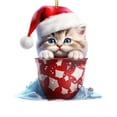 thumbnail image 1 of Wartleves Adorno navideño de gato, adorno navideño de gato acrílico 2D, adorno navideño para árbol de Navidad, adorno navideño colgante con forma de gato de dibujos animados, decoración navideña para, 1 of 7