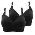 thumbnail image 1 of LOVZFMLL Soutiens-Gorge pour Femmes 2 Pcs Dentelle Fleur Rassemblée Grande Taille Soutien-Gorge Quotidien Sans Armatures Noir 3TG, 1 of 6