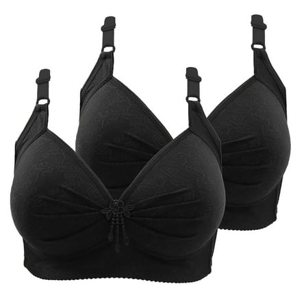 Gnurob Womans Lace Bra 2 Pack Push Up Bralette Comfort Wireless Bras Adjustable Straps Underwear Plus Size Bralettes for Heavy Breast Sprots Bra Clearance Saving Black X-Large