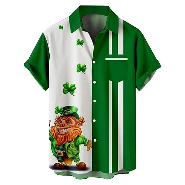 Playeras Para Hombre Camisa Informal De Moda Para Hombre Con Estampado De Festival, Solapa, Botones Y Bolsillo