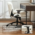 thumbnail image 4 of DOMICARE Criss Cross Chair with Flip-Up Arms, Wide Cross-Legged Office Chair with Wheels, Swivel Vanity Desk Chair, White Boucle, 4 of 7