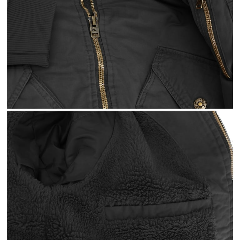 Men's Classic Two Tone Cotton Sherpa Lined Zip Up Flight Pilot