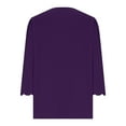 thumbnail image 4 of AVTOIFY Summer Womens Blouses Dressy Casual, Women's Summer Solid Color Quarter Sleeve Temperament V-neck Pullover Top Purple XL, 4 of 6