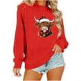 thumbnail image 2 of Ounisa Womens Valentines Sweatshirt Ox Graphic Print Pullover Casual Long Sleeve Valentine's Blouse Top, 2 of 6