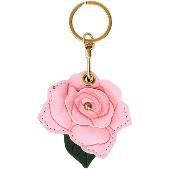 Jiibva PU Leather Flower Keychain Rose Keychain Bag Keychain Cute Rose Flower Pendant Keyring Purse Bag Accessories for Purse Backpack Decoration