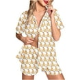 thumbnail image 4 of Awdenio Satin Pajamas Women's Fashion Short Sleeve Classic Flower Printing Sleepwear Soft Silk Button Down Loungewear Pjs Shorts Set S-XXL, 4 of 6