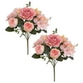 thumbnail image 2 of 2 Packs Artificial Peony Flowers Faux Silk Hydrangea Bouquet Vintage Wedding Home Table for Door Decor Reusable Bouquet of Rose Flowers for Valentine Wedding Birthday Party(Pink), 2 of 4