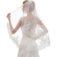 thumbnail image 2 of CoCoMangos House Fingertip Length 2 Tier Mantilla Lace Bridal Wedding Veil L65, 2 of 7