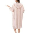 thumbnail image 4 of YHAJDS Women Winter Casual Pajama Suits,Sleepwear for Women Pajama Set Women's Pajama Sets Pineapple Weave Fleece Long Robe With Hood Dry With Belt Solid Color Long Sleeve Warm Loungewear, 4 of 4