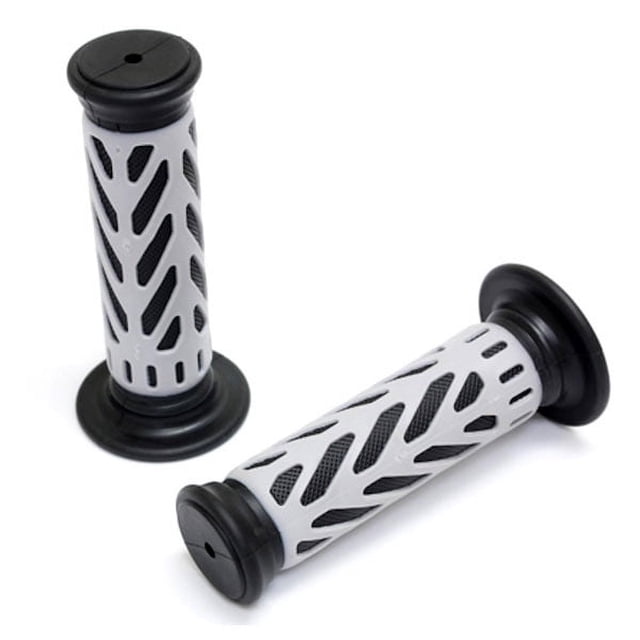 Krator ATV / PWC Web Hand Grips Black & Grey Rubber Pair Compatible with Kawasaki Predator