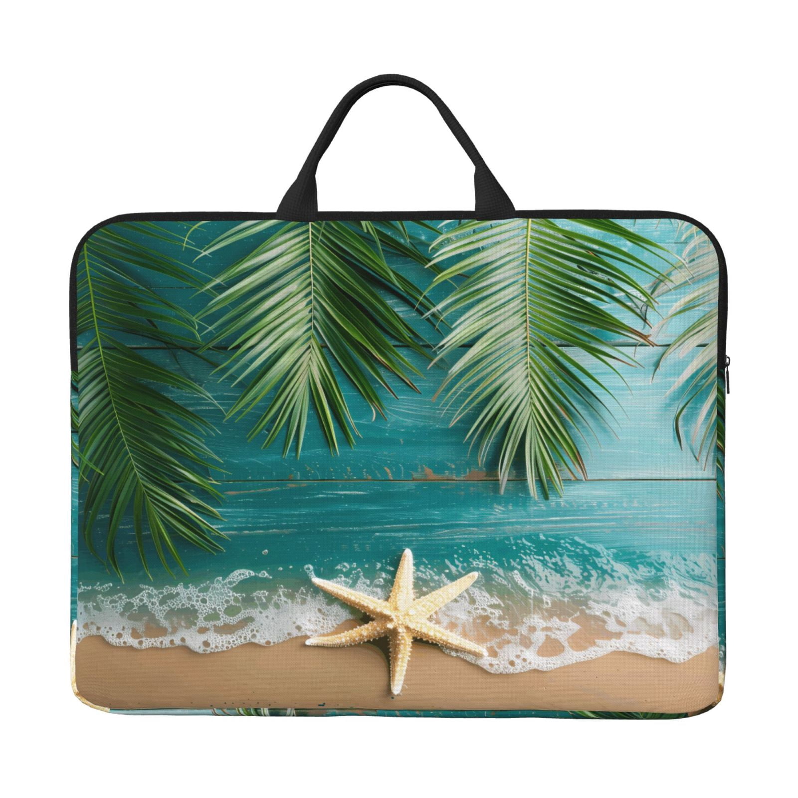 Laptop Sleeve Bag For Women Men 14inch Waterproof Durable Protective Computer Carrying Cover Handle Laptop Case Bag Beach Palm Leaf Starfish (5) (1)
