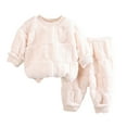 thumbnail image 2 of Generic Baby Boys Girls Pyjamas Flannel Pyjamas Homewear Set Thickened Warm Sweatshirt Comfortable Breathable Autumn Winter Clothes for Home Indoor Outdoor（3-4 Years White）, 2 of 9