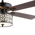 thumbnail image 3 of JONATHAN Y Paolo 52" 3-Light Farmhouse Industrial Iron Scroll Drum Shade LED Ceiling Fan With Remote, Black/White, 3 of 9