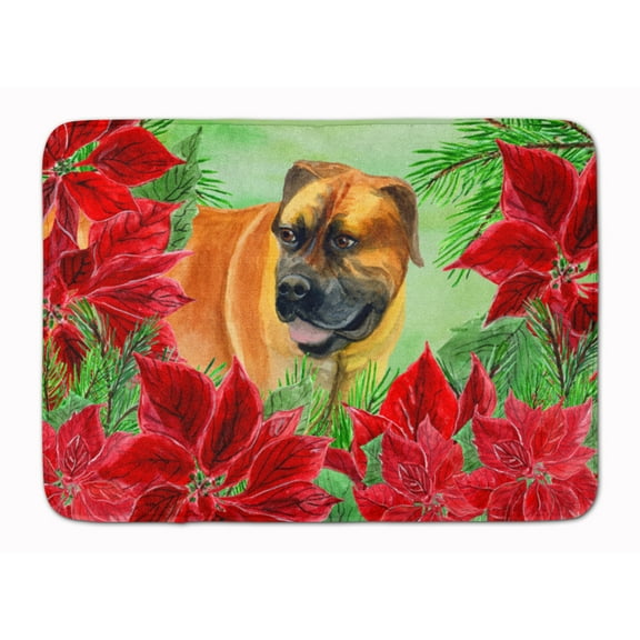 Boerboel Mastiff Poinsettas Machine Washable Memory Foam Mat
