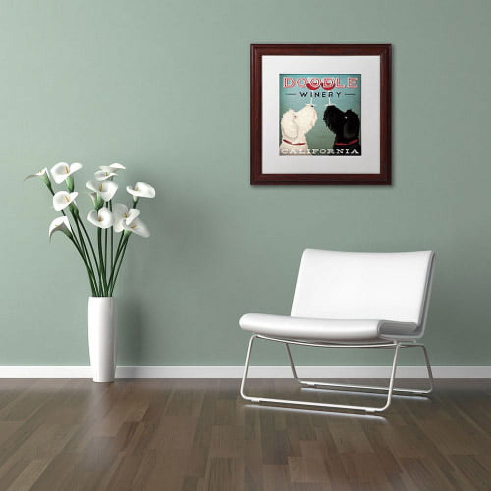Trademark Fine Art "Doodle Wine" Canvas Art by Ryan Fowler, White Matte, Wood Frame