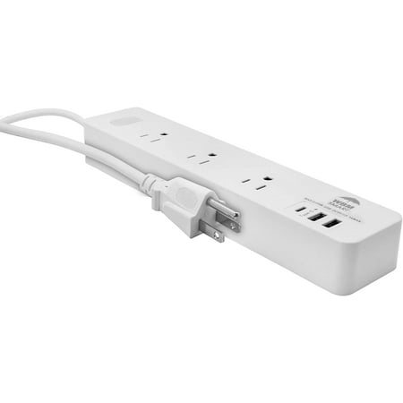 UPC: 0840162318076 | WBM Extension Cord Socket 5.9 ft 10 A  Power Strip Hub with 2 USB Ports and 1 Type C Plug  Multi Outlet Extender for Home