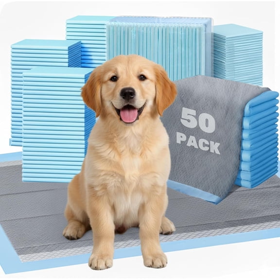 Small Puppy Pad - 17"x23" 50 Pack, Super Absorbent Waterproof, Odor Eliminating, Leak-Proof, 6-Layer Ultra Charcoal Dog Training Pads, Disposable Pee Pad for Puppies, Dogs, Cats & Rabbits