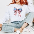 thumbnail image 4 of USA Bow Sweatshirt for Women Teens & Kids Trendy 4th of July Crewneck White Sweatshirt Adult Large, 4 of 4