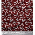 thumbnail image 1 of Soimoi Satin Silk Fabric Leaves & Floral Block Print Sewing Fabric Yard 42 Inch Wide, 1 of 3