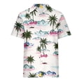 thumbnail image 3 of Camisas de Manga Corta para las Mujeres Cuello Redondo Hawaii Impresión Casual Blusa Plisada, Top Flujo, 3 of 5