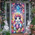 thumbnail image 4 of Luxcidy 70.87x35.43 in Easter Door Cover, Welcome Spring Door Cover Decorations, Easter Rabbit Door Cover Photo Backdrop for Front Door Welcome Spring Easter Seasonal Hanging Decorations(F), 4 of 6