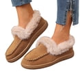 thumbnail image 1 of Snow Boots for Women with Fleece Lined Winter Warm Casual Suede Slip on Walking Penny Loafers Flats Ankle Booties, 1 of 6