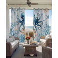 thumbnail image 6 of Octopus Blackout Curtains for Bedroom Living Room Darkening Curtains 63 Inches Long Blue Coastal Starfish Ocean Coral Nautical Window Curtain 2 Panels Set Window Treatment Grommet Drapes 42"x63", 6 of 9