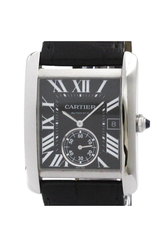 Pre-Owned CARTIER Tank MC Steel Leather Automatic Mens Watch W5330004 Polished (Good)