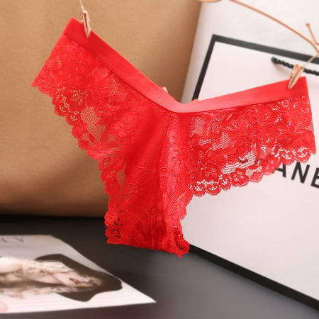 

Toyella Lace Sheer Low Waist T-back Women s Seamless Gauze Bow T-back Head Red Average Size