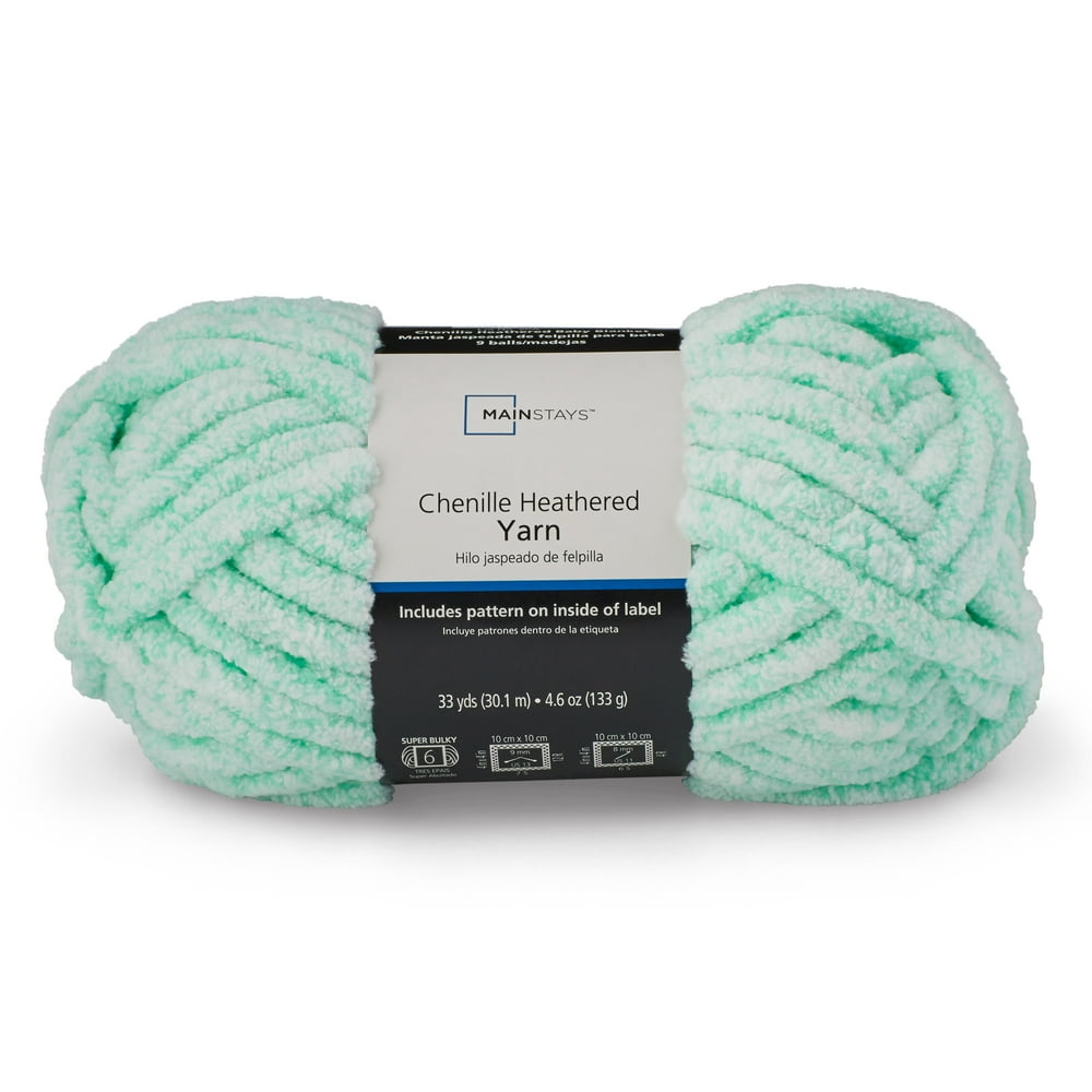 Mainstays Chenille Heathered Yarn, Green, 33 Yards