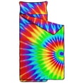 thumbnail image 2 of Red and Green Tie Dye Pattern Teens Toddler Nap Mat with Pillow, Sleeping Mat Bag for Preschool Daycare 59"x22", 2 of 6
