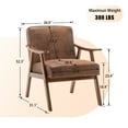 thumbnail image 3 of Holaki Mid Century Modern Arm Chair with Rubber Wood Frame, Accent Chair with Velvet Upholstery for Living Room Bedroom Reading Room, Easy Assembly, Brown, 3 of 9
