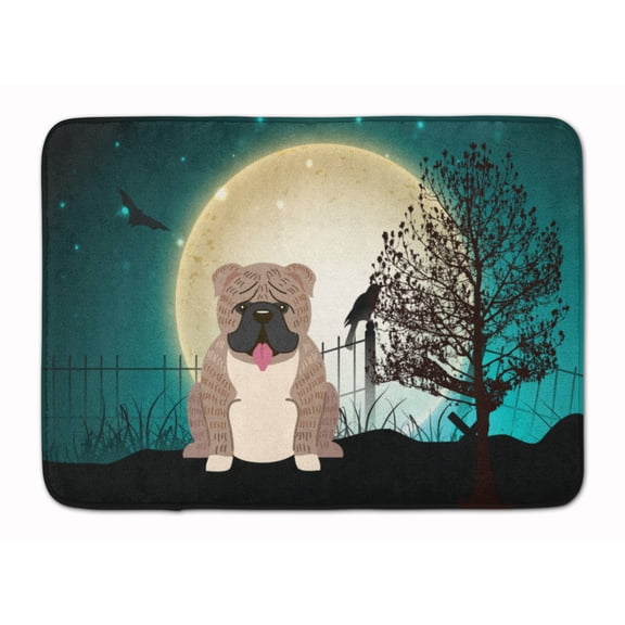Halloween Scary  English Bulldog Grey Brindle  Machine Washable Memory Foam Mat