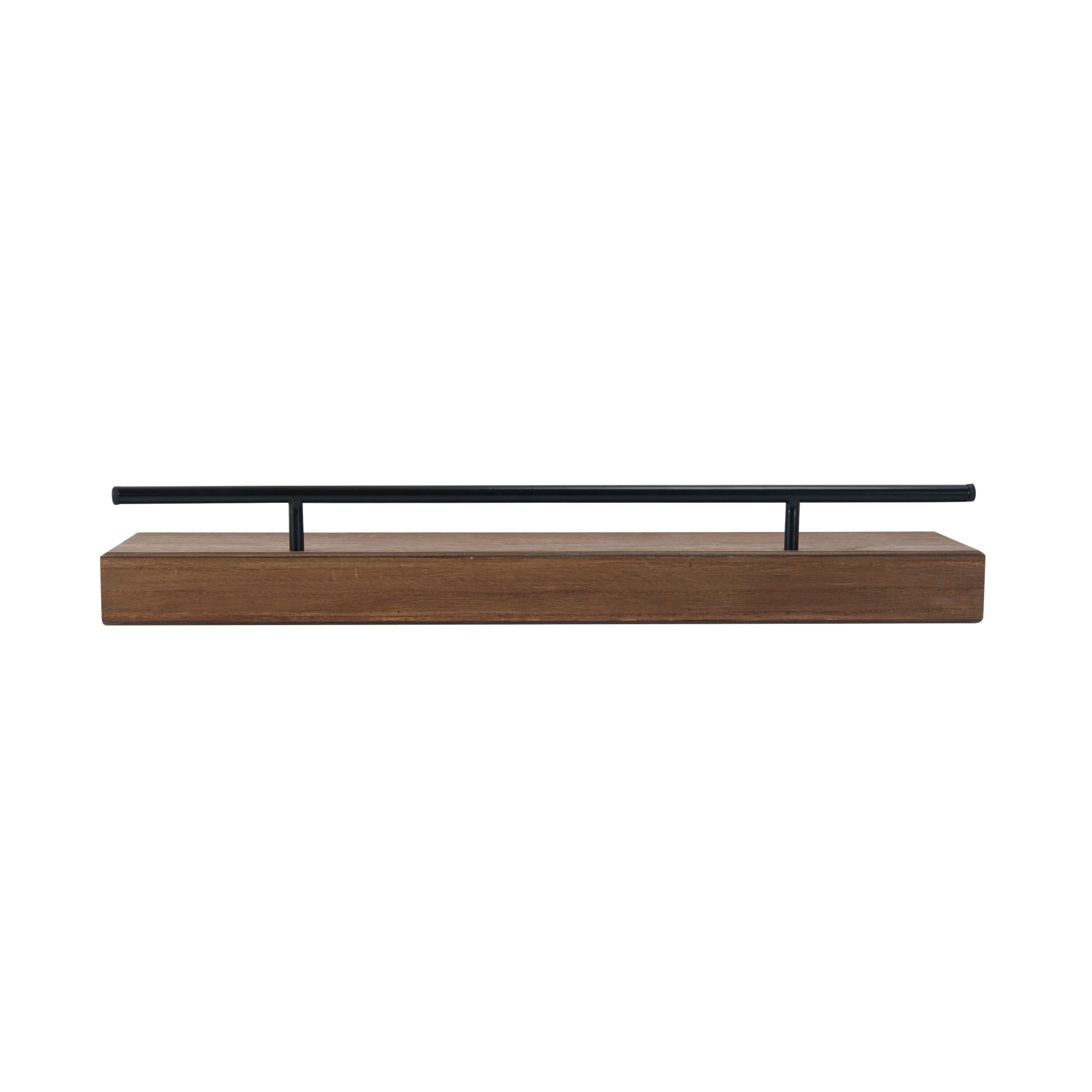 Melannco Hotel Essentials 24 Inch Natural MDF Shelves with Metal Rail Brown