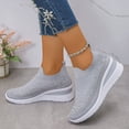 thumbnail image 2 of Rokment Sparkly Rhinestones Slip on Socks Wedges Walking Shoes for Women Glitter Comfortable Orthotic Non Slip Work Nursing Sneakers Light Gray Size 7, 2 of 7