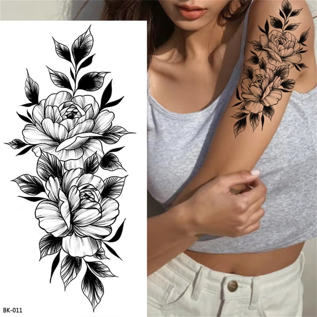 NARABB Autocollants Tatouages Croquis Autocollants Abstraits Fleurs Roses