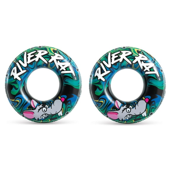 INTEX River Rat Inflatable Floating Tube Raft 68209E 2-Pack